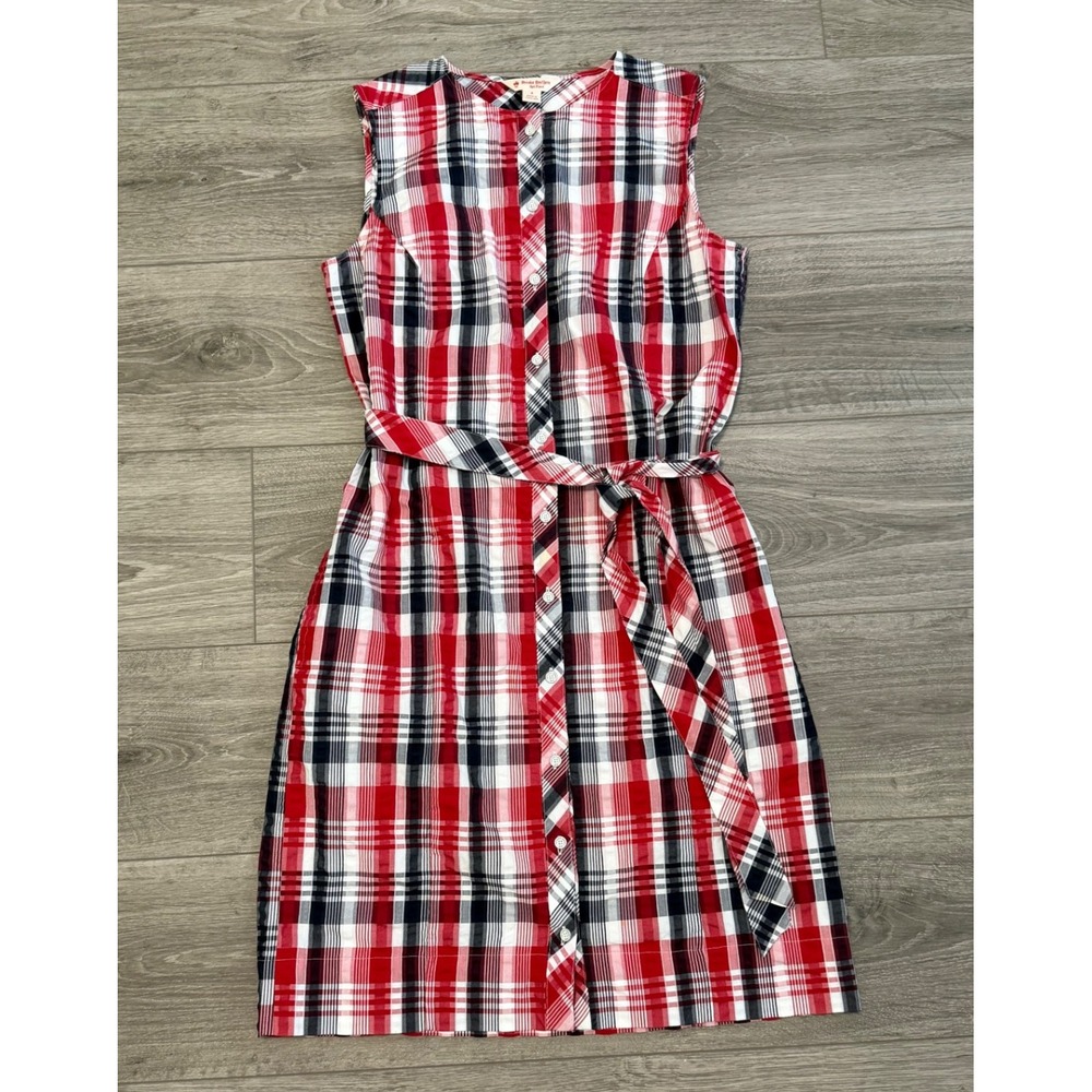 Brooks Brothers Red Fleece Shirt Dress Sz 4 Plaid Red‎ White Blue Patriotic